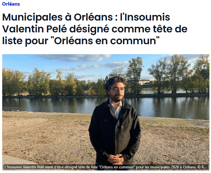 Article sur Valentin Pelé, pour Orléans en commun