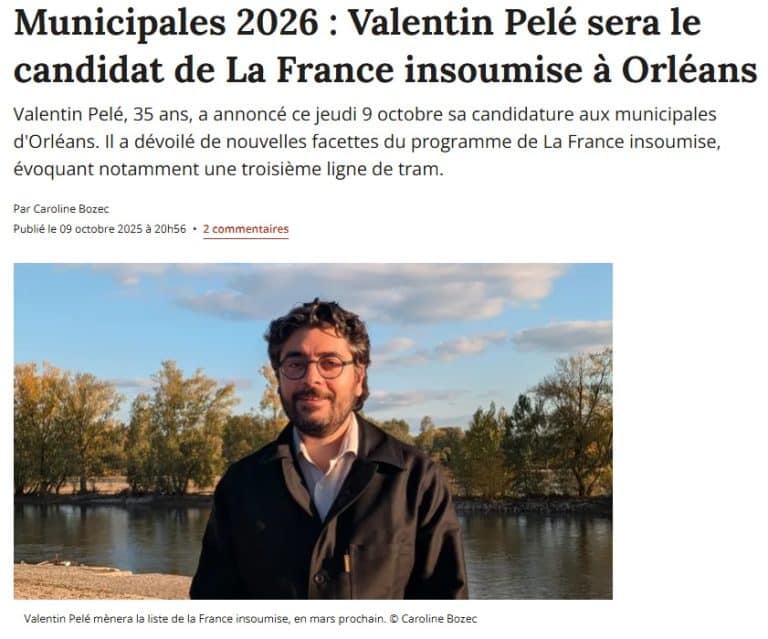 Article sur Valentin Pelé, pour Orléans en commun