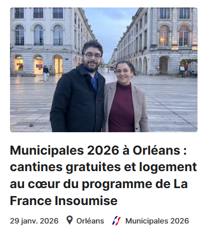 Article municipales 2026 Orléans en Commun